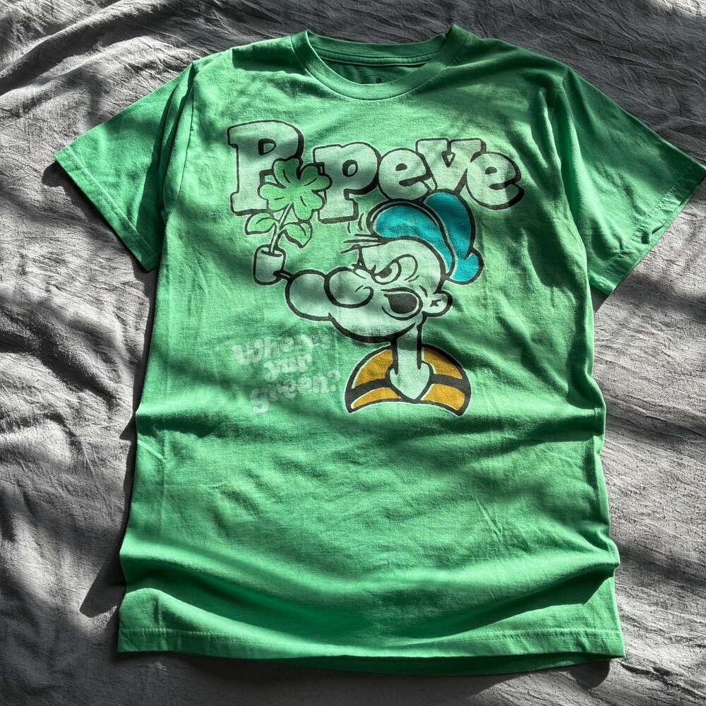 Popeye Graphic T Shirt Shamrock St. Patrick’s Day Cartoon Tee 2012